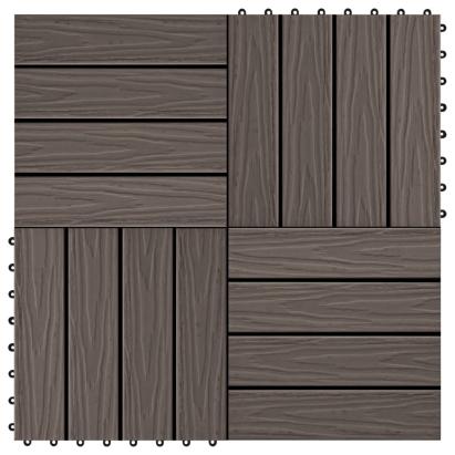 Plăci podea în relief, WPC, 11 buc, 30x30 cm, 1 mp, maro închis GartenMobel Dekor