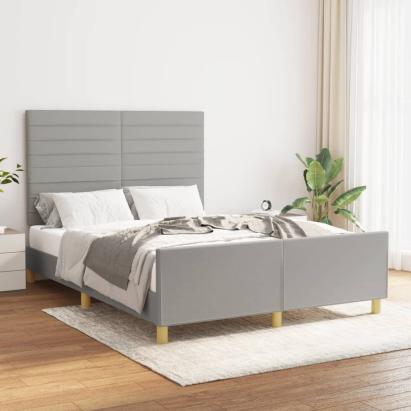 Cadru de pat cu tăblie, gri deschis, 140x200 cm, textil GartenMobel Dekor