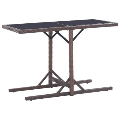 Masă de grădină, maro, 110 x 53 x 72 cm, sticlă și poliratan GartenMobel Dekor