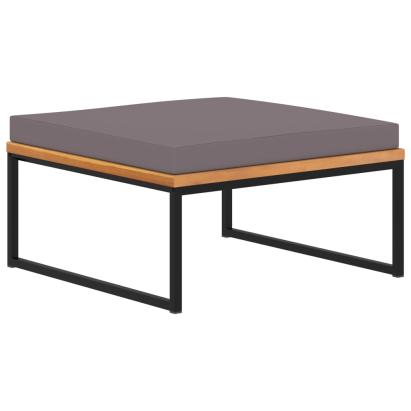 Taburet cu pernă gri închis, 66x66x36 cm, lemn masiv acacia GartenMobel Dekor