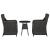 Set mobilier bistro de grădină cu perne 3 piese negru poliratan GartenMobel Dekor