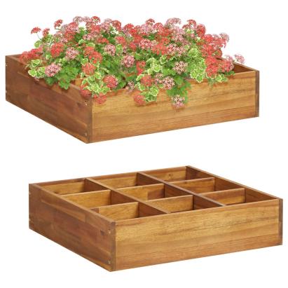 Strat înălțat de grădină verdețuri, 60x60x15 cm, lemn acacia GartenMobel Dekor