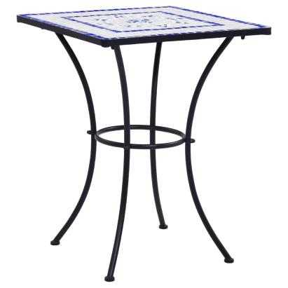 Masă de bistro mozaic, albastru și alb, 60 cm, ceramică GartenMobel Dekor
