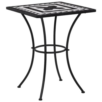 Masă de bistro mozaic, negru și alb, 60 cm, ceramică GartenMobel Dekor