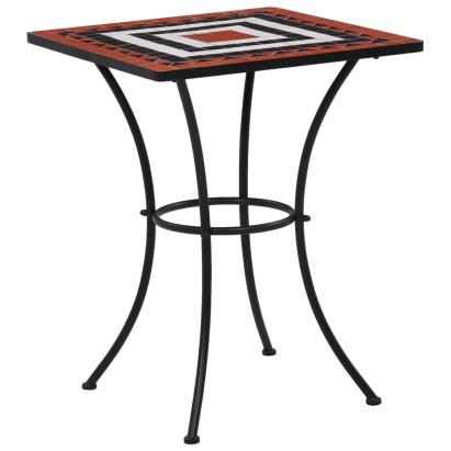 Masă de bistro mozaic, cărămiziu și alb, 60 cm, ceramică GartenMobel Dekor