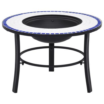 Vatră de foc cu mozaic, albastru și alb, 68 cm, ceramică GartenMobel Dekor