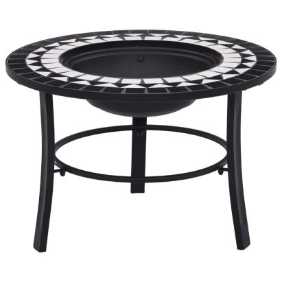 Vatră de foc cu mozaic, negru și alb, 68 cm, ceramică GartenMobel Dekor