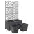 Strat înălțat spalier 2 ghivece negru 58x30x107 cm poliratan GartenMobel Dekor