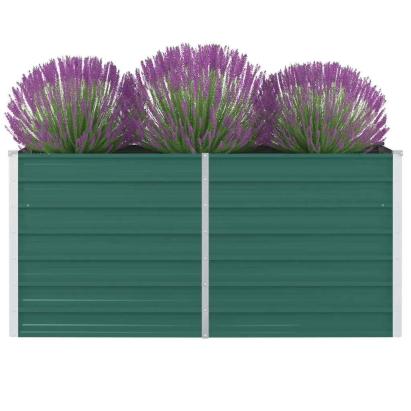 Strat înălțat de grădină, verde, 160x80x77 cm, oțel galvanizat GartenMobel Dekor