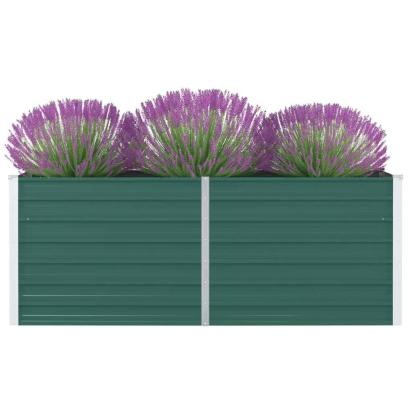 Strat înălțat de grădină, verde, 160x80x45 cm, oțel galvanizat GartenMobel Dekor