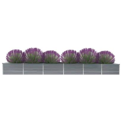 Strat înălțat grădină, gri, 480x80x45 cm, oțel galvanizat GartenMobel Dekor