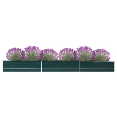 Strat înălțat de grădină, verde, 480x80x45 cm, oțel galvanizat GartenMobel Dekor