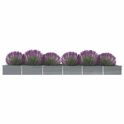 Strat înălțat de grădină, gri, 600x80x45 cm, oțel galvanizat GartenMobel Dekor