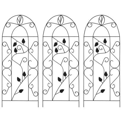 Suporturi plante cățărătoare, 3 buc., negru, 40 x 100 cm, fier   GartenMobel Dekor
