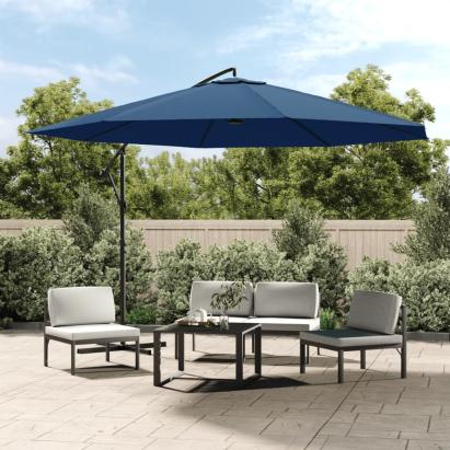 Umbrelă suspendată cu stâlp din aluminiu, albastru, 350 cm GartenMobel Dekor