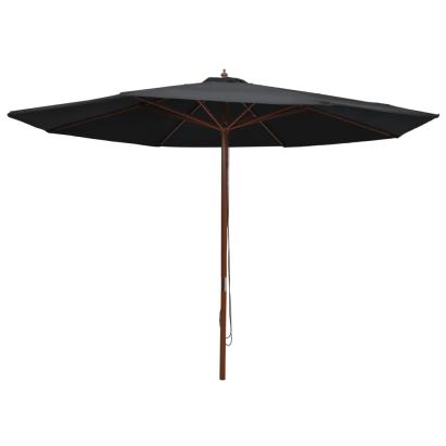 Umbrelă de soare de exterior, stâlp din lemn, negru, 350 cm GartenMobel Dekor