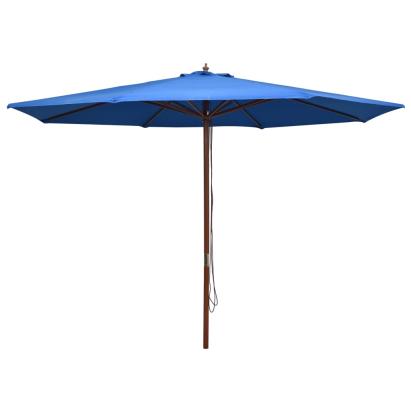 Umbrelă de soare de exterior, stâlp din lemn, albastru, 350 cm GartenMobel Dekor