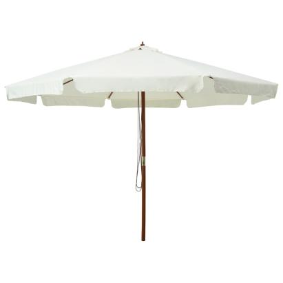 Umbrelă soare de exterior, stâlp din lemn, alb nisipiu, 330 cm GartenMobel Dekor