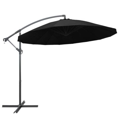 Umbrelă de soare suspendată, negru, 3 m, stâlp de aluminiu GartenMobel Dekor