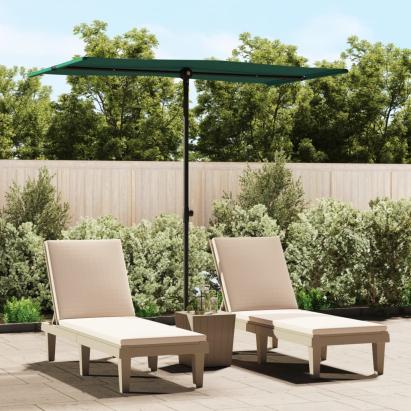 Umbrelă de soare de exterior, stâlp aluminiu, verde, 180x110 cm  GartenMobel Dekor