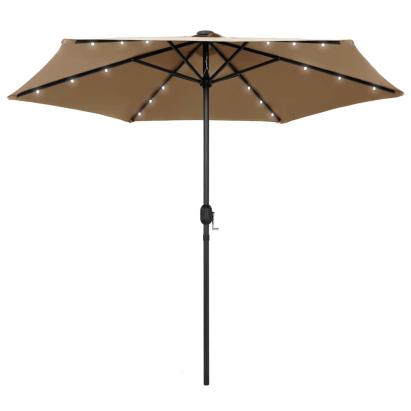 Umbrelă de soare cu LED și stâlp aluminiu, gri taupe, 270 cm GartenMobel Dekor