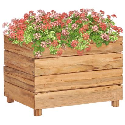 Strat înălțat, 50 x 40 x 38 cm, lemn de tec reciclat și oțel GartenMobel Dekor