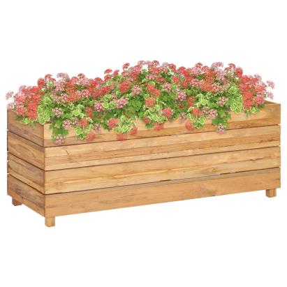 Strat înălțat, 100x40x38 cm, lemn de tec reciclat și oțel GartenMobel Dekor