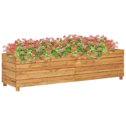 Strat înălțat, 150x40x38 cm, lemn de tec reciclat și oțel GartenMobel Dekor