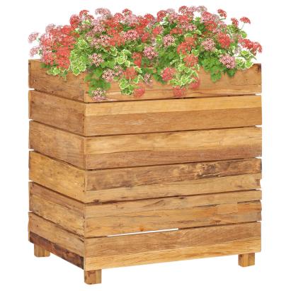 Strat înălțat, 50x40x55 cm, lemn de tec reciclat și oțel GartenMobel Dekor