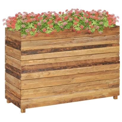 Strat înălțat, 100 x 40 x 72 cm, lemn de tec reciclat și oțel GartenMobel Dekor