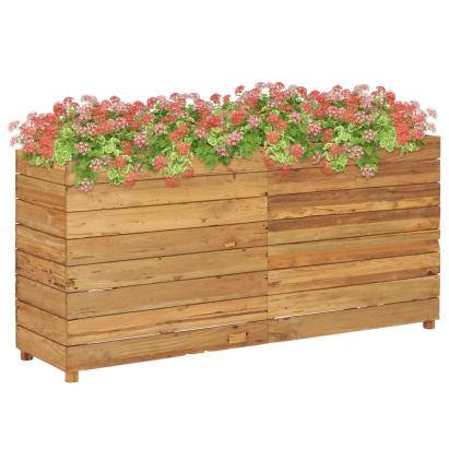 Strat înălțat, 150 x 40 x 72 cm, lemn de tec reciclat și oțel GartenMobel Dekor