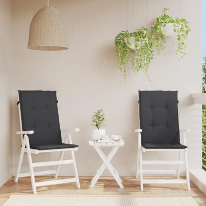 Perne scaun spătar înalt, 2 buc., negru, 120x50x3 cm, textil GartenMobel Dekor
