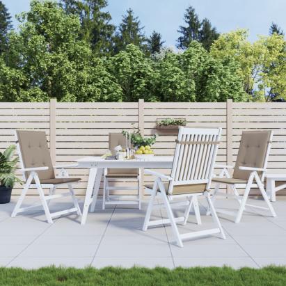 Perne scaun spătar înalt 4 buc., gri taupe, 120x50x3 cm, textil GartenMobel Dekor