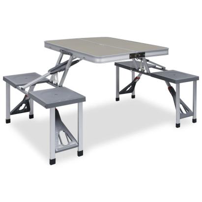 Masă de camping pliabilă cu 4 scaune, oțel și aluminiu GartenMobel Dekor
