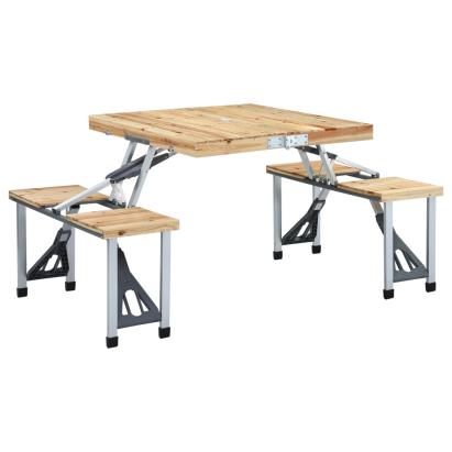 Masă de camping pliabilă cu 4 scaune, oțel și aluminiu GartenMobel Dekor