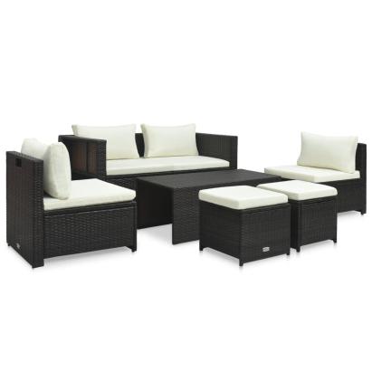 Set mobilier de grădină cu perne, 6 piese, maro, poliratan GartenMobel Dekor