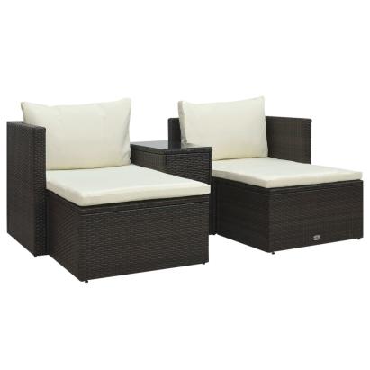 Set mobilier de grădină cu perne, 5 piese, maro, poliratan GartenMobel Dekor