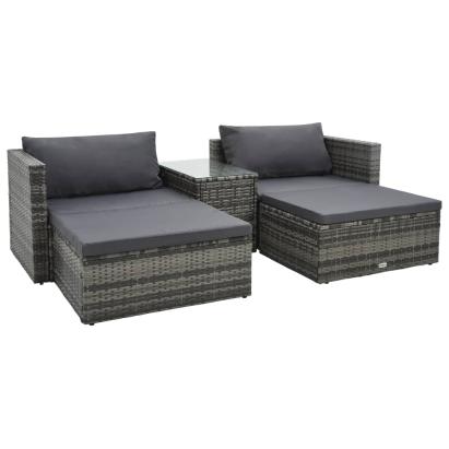 Set mobilier de grădină cu perne, 5 piese, gri, poliratan GartenMobel Dekor