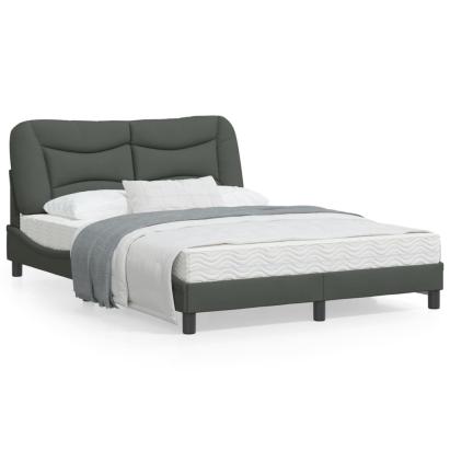 Cadru de pat cu lumini LED, gri închis, 140x200 cm, textil GartenMobel Dekor