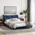 Cadru de pat cu lumini LED, albastru, 140x200 cm, textil GartenMobel Dekor