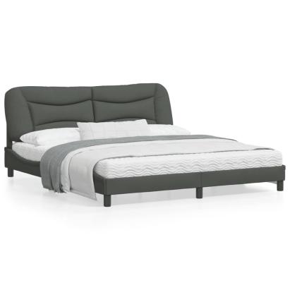Cadru de pat cu lumini LED, gri închis, 180x200 cm, textil GartenMobel Dekor
