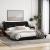 Cadru de pat cu lumini LED, negru, 180x200 cm, textil GartenMobel Dekor
