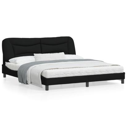 Cadru de pat cu lumini LED, negru, 180x200 cm, textil GartenMobel Dekor
