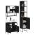 Set mobilier de baie, 3 piese, negru, lemn compozit GartenMobel Dekor