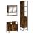 Set mobilier de baie, 3 piese, stejar fumuriu, lemn prelucrat GartenMobel Dekor