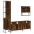 Set mobilier de baie, 4 piese, stejar fumuriu, lemn prelucrat GartenMobel Dekor