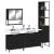 Set mobilier de baie, 4 piese, negru, lemn prelucrat GartenMobel Dekor