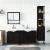 Set mobilier de baie, 4 piese, negru, lemn prelucrat GartenMobel Dekor