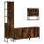Set mobilier de baie, 4 piese, stejar fumuriu, lemn prelucrat GartenMobel Dekor