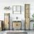 Set mobilier de baie, 4 piese, stejar fumuriu, lemn prelucrat GartenMobel Dekor